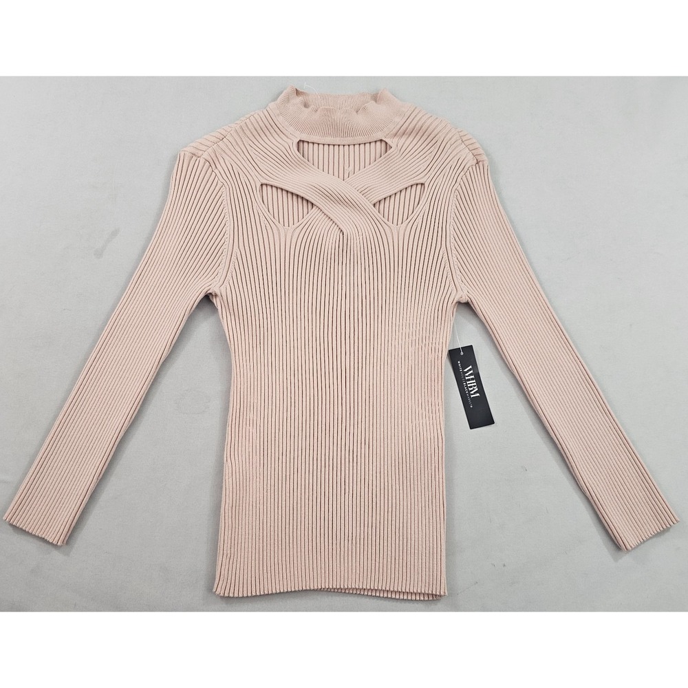 White House Black Market WHBM top shirt womens M Medium beige cacao mock stretch